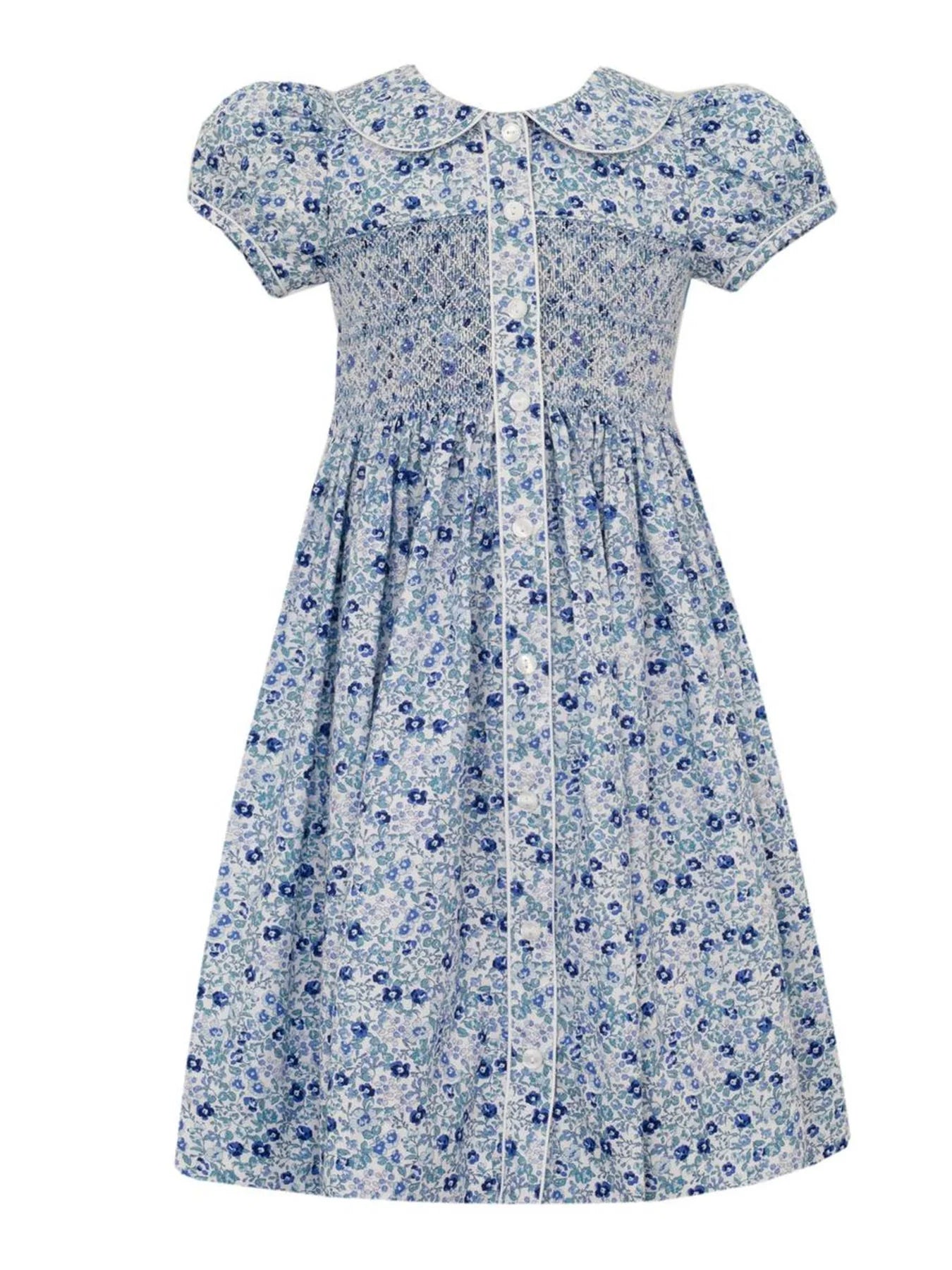 Sandy Button Front Dress, Blue Liberty Floral
