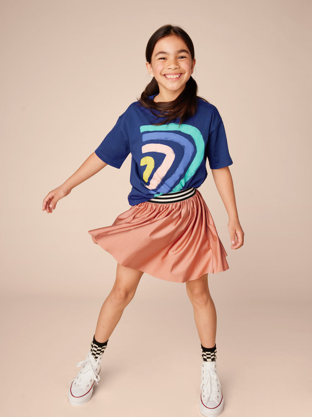 Pleated Shiny Skirt, Desert Sand