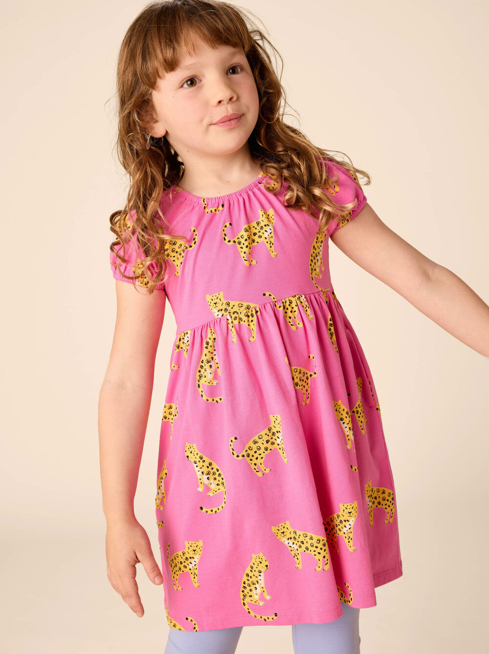 Puff Sleeve Empire Dress, Sweet Jaguars