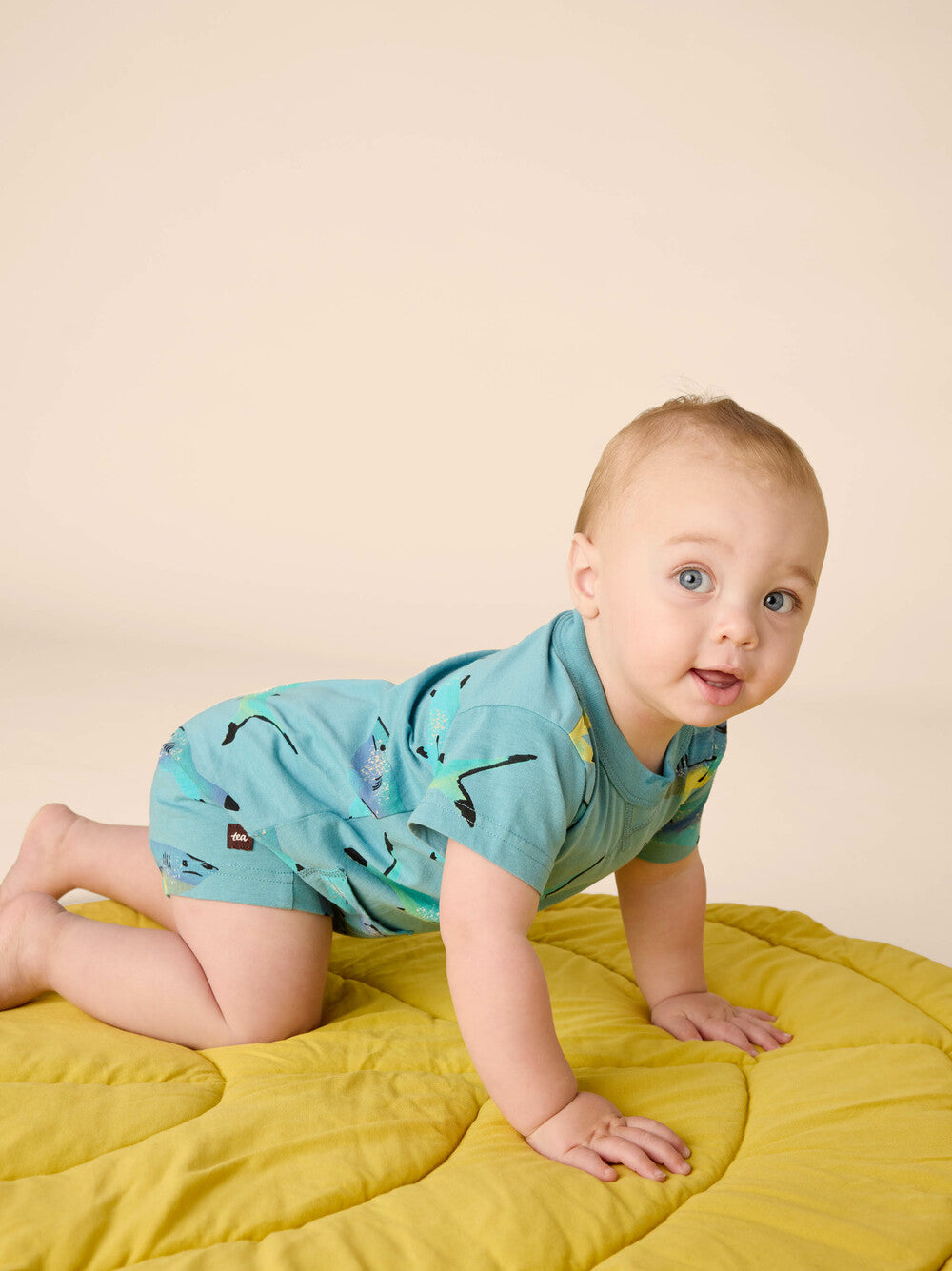 Double Pocket Baby Romper, Painted Shark