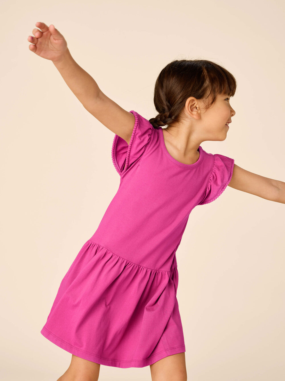 Pom-Pom Flutter Dress, Mulberry