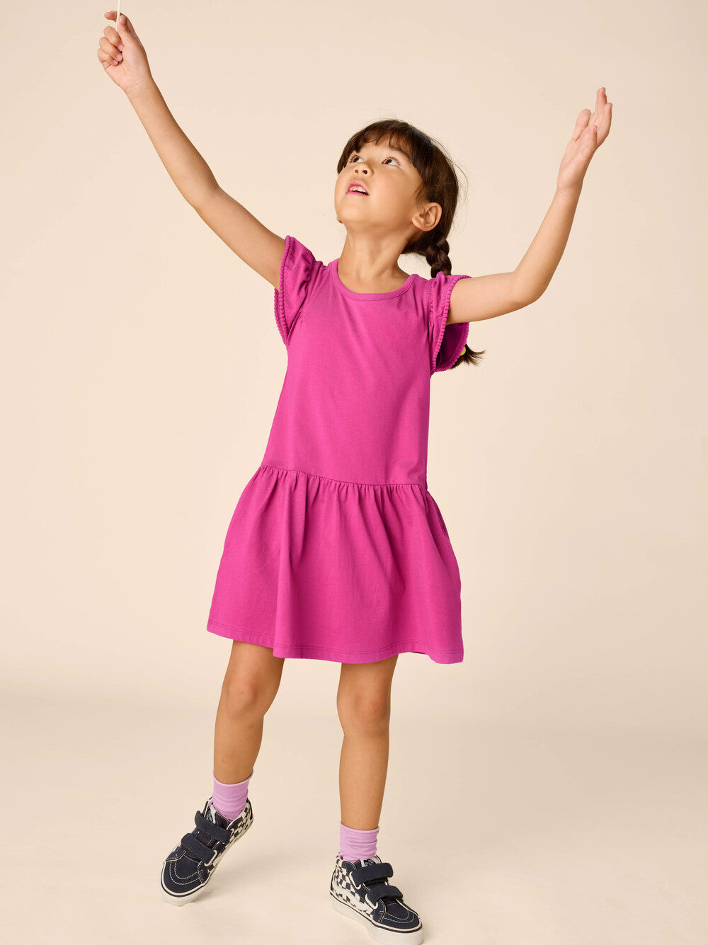 Pom-Pom Flutter Dress, Mulberry