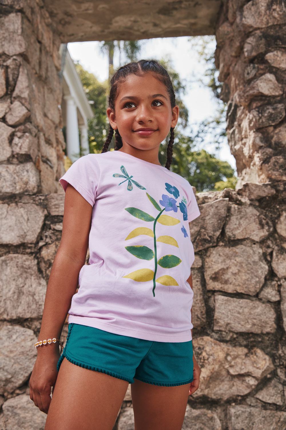 S/S Graphic Tee, Dragonfly Floral