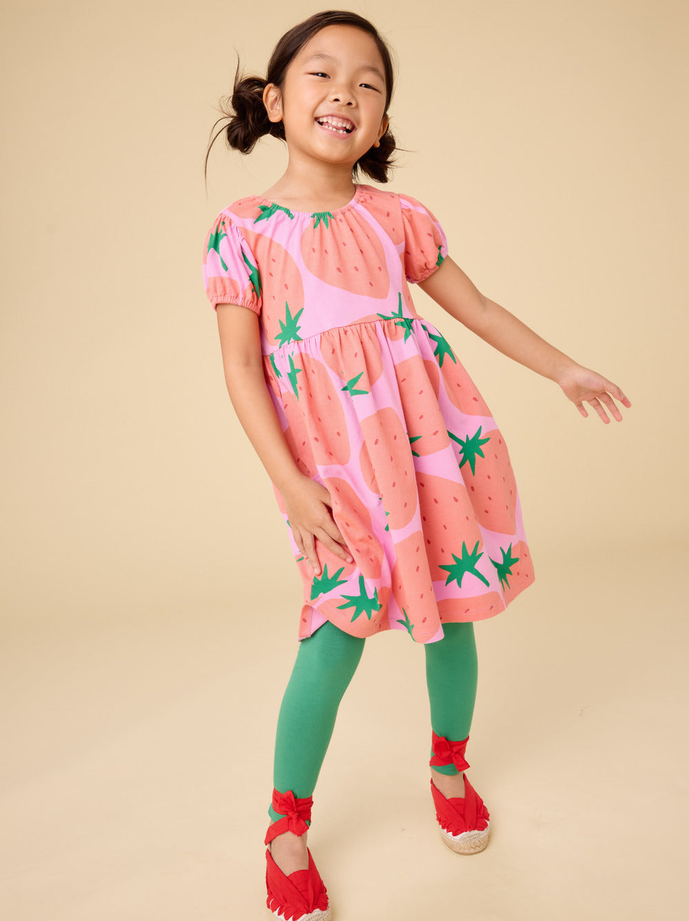 S/S Puff Sleeve Empire Dress, Fresas