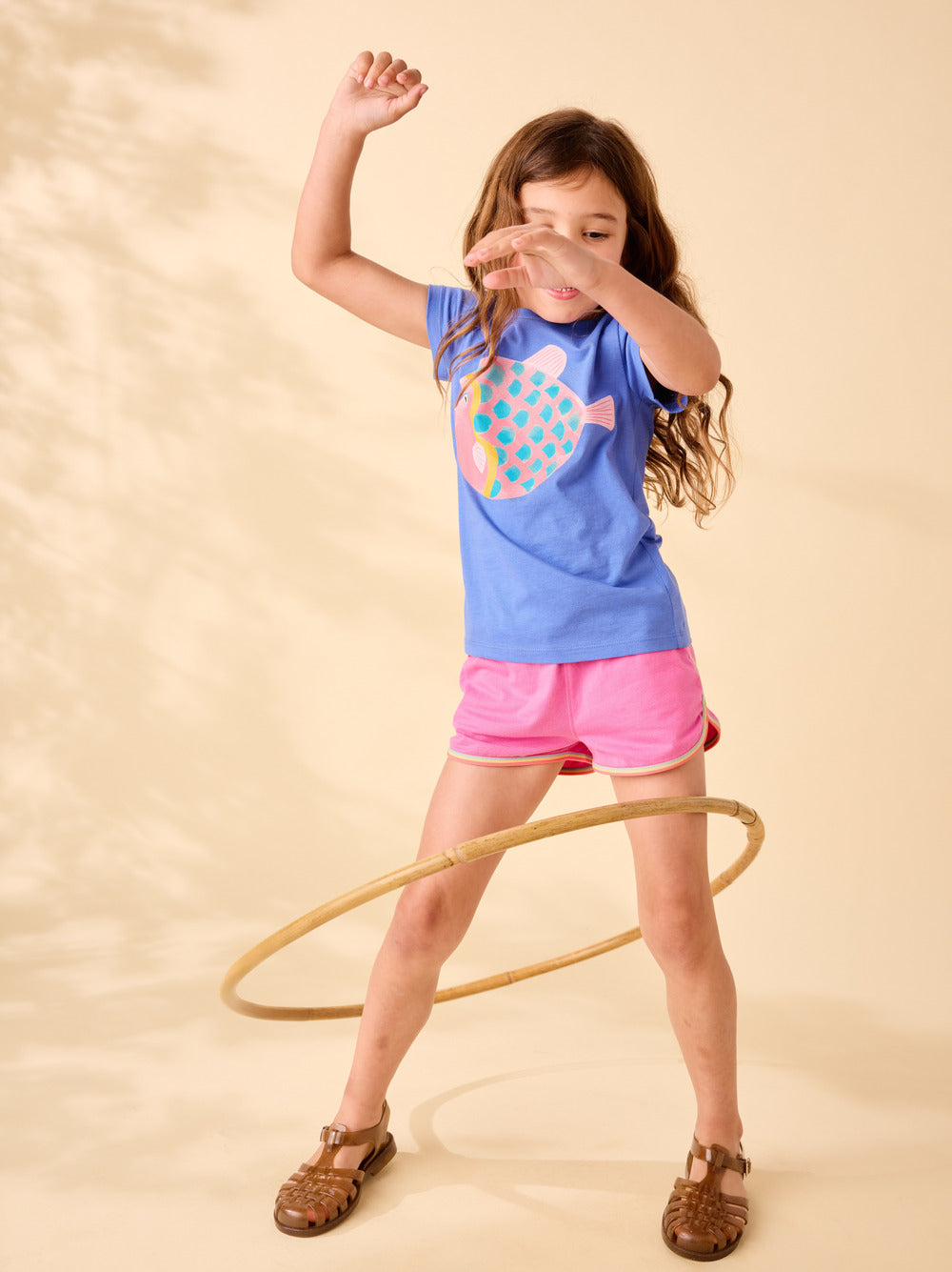 Rainbow Binding Track Shorts, Sweet Pea