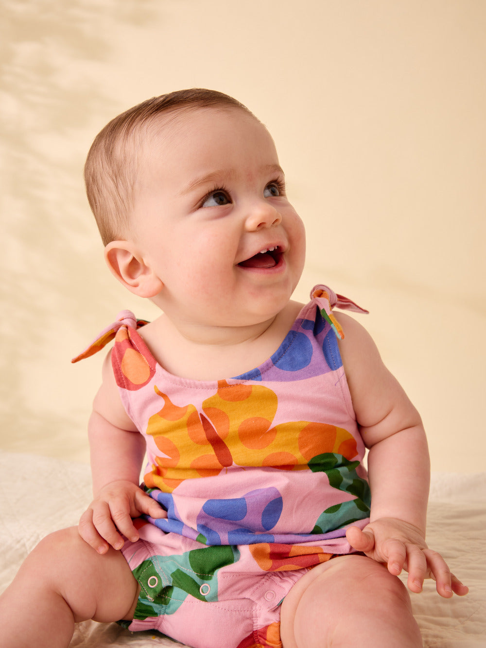 Tie Shoulder Baby Romper, Butterfly Spot