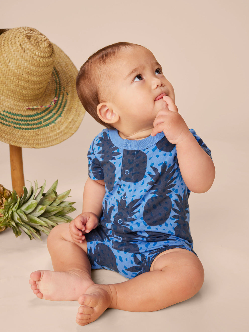 Button Up Baby Romper, Pineapple