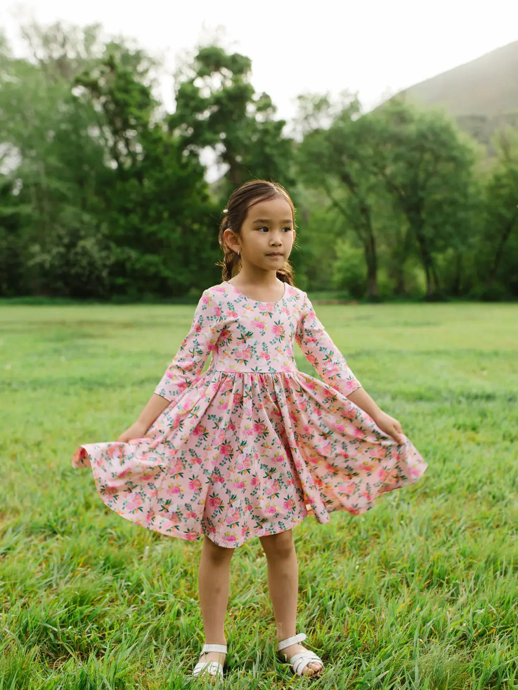 Emile Dress in Peach Bouquet