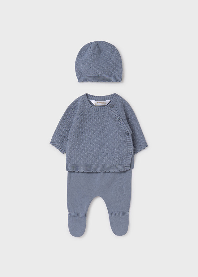 Sweater Set w/Hat, Dusty Blue, 9514