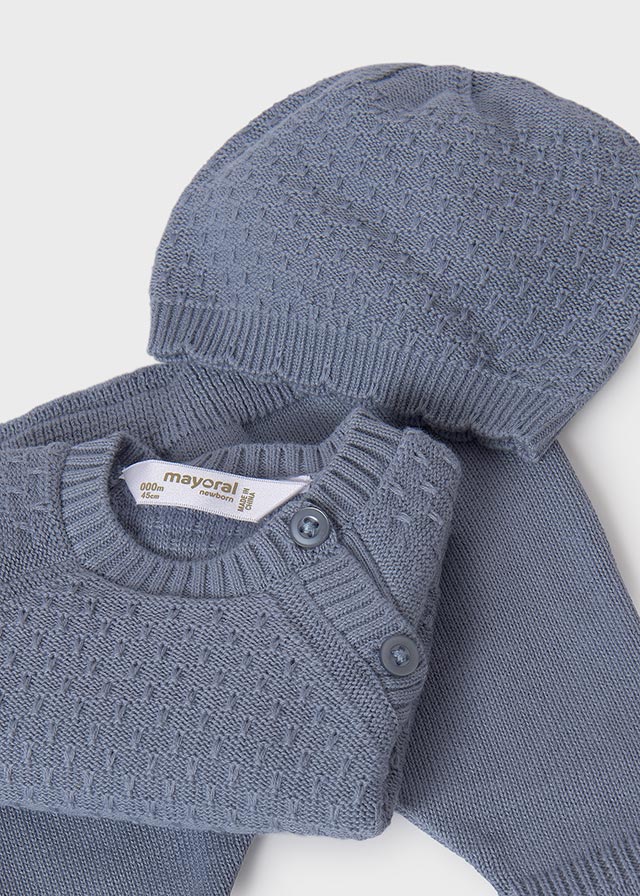 Sweater Set w/Hat, Dusty Blue, 9514