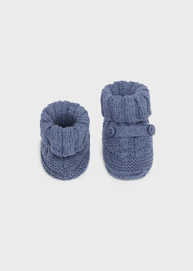 Knit Booties, Blue, 9798