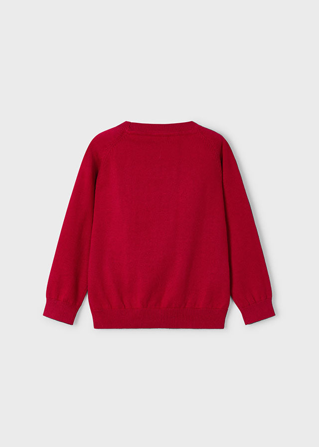 Cotton Crewneck Sweater, Red, 323