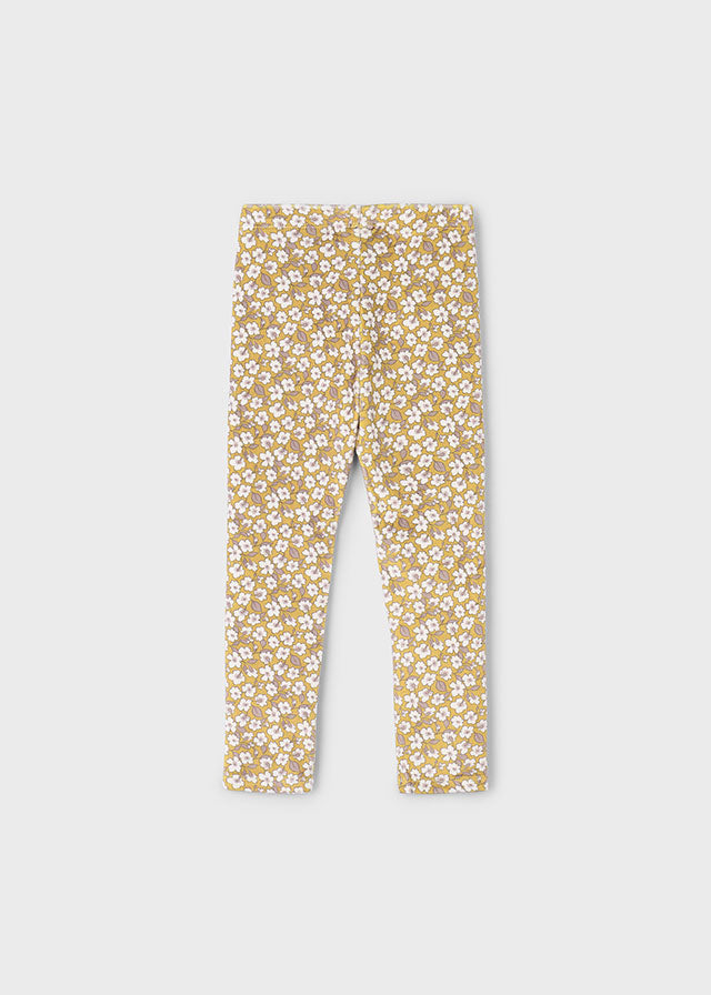 Printed Velvet Leggings, Yellow Floral, 4715