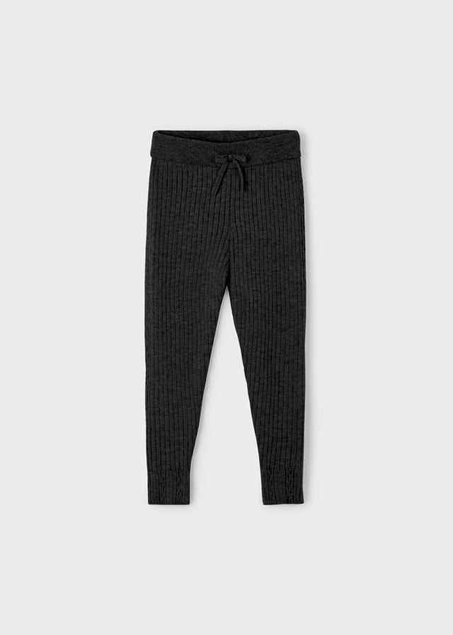 Rib Knit Leggings, Black, 10059