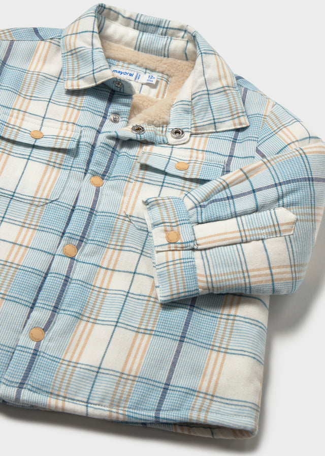 L/S Fleece-Lined Plaid Shirt, Blue, 2108
