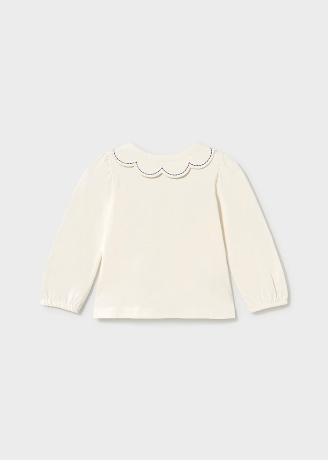L/S Polo w/Wave Collar, Navy Stitching, 2114