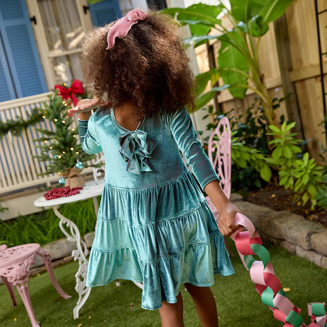 Pearl Dress, Teal Velour