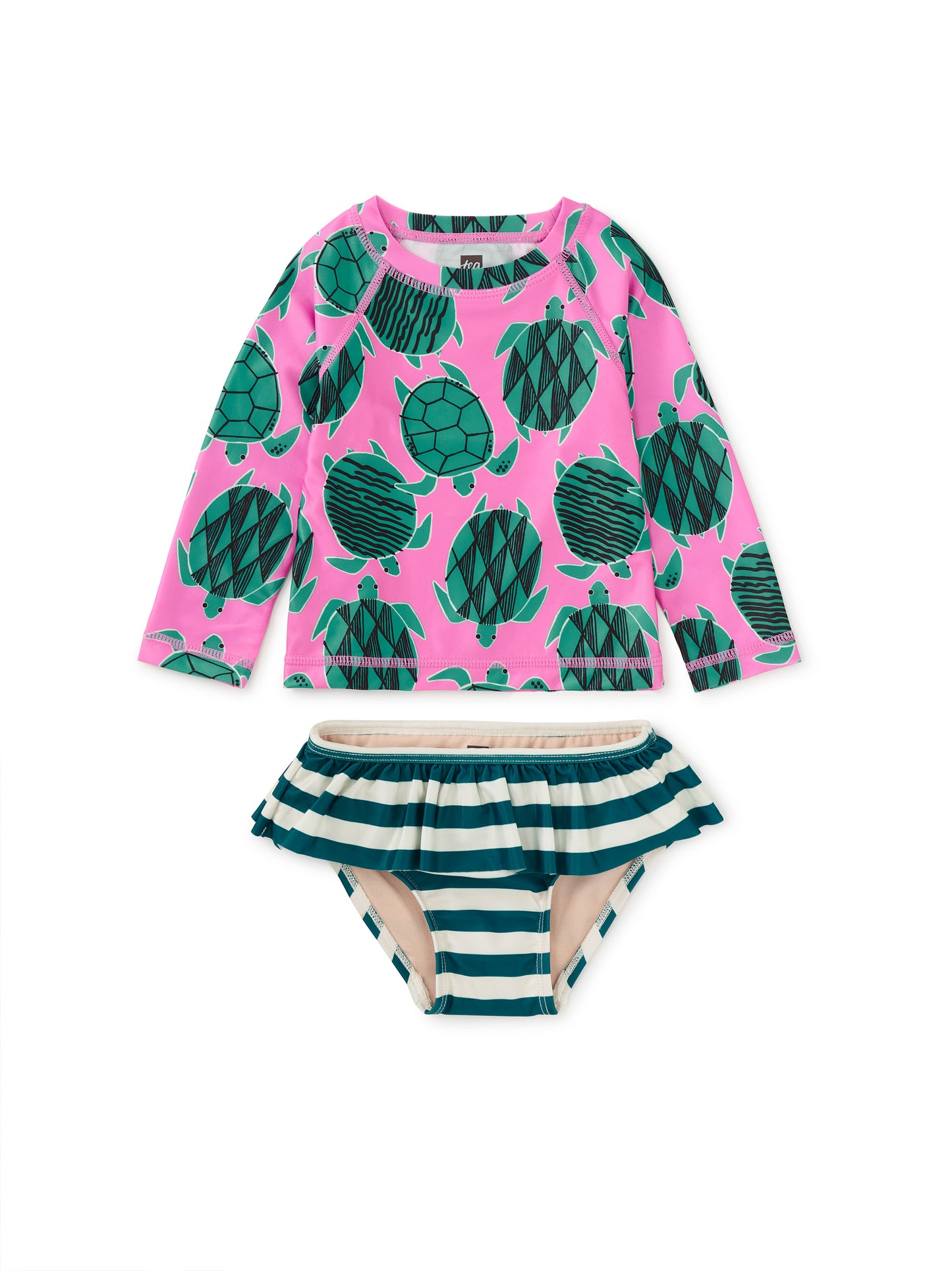 Rash Guard Swim Set, Tiled Turtles