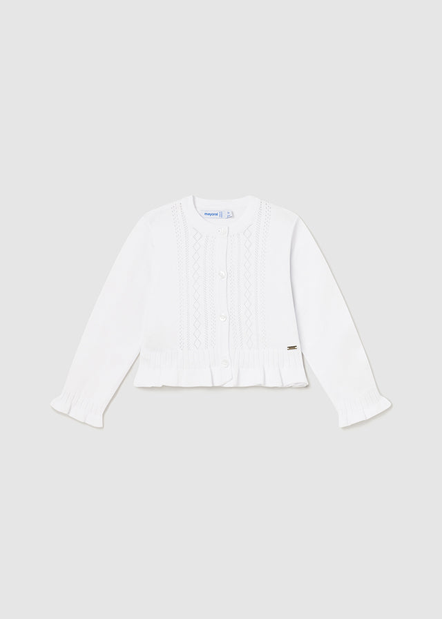 Knit Cardigan, White, 1382