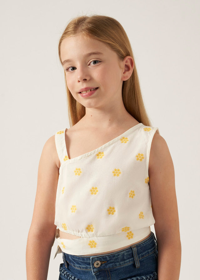 Yellow Flower Jacquard Top, 6022