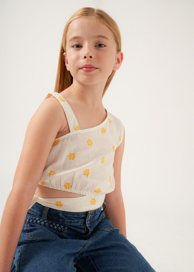 Yellow Flower Jacquard Top, 6022