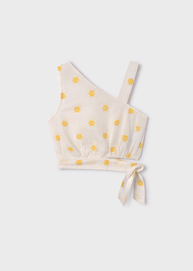 Yellow Flower Jacquard Top, 6022