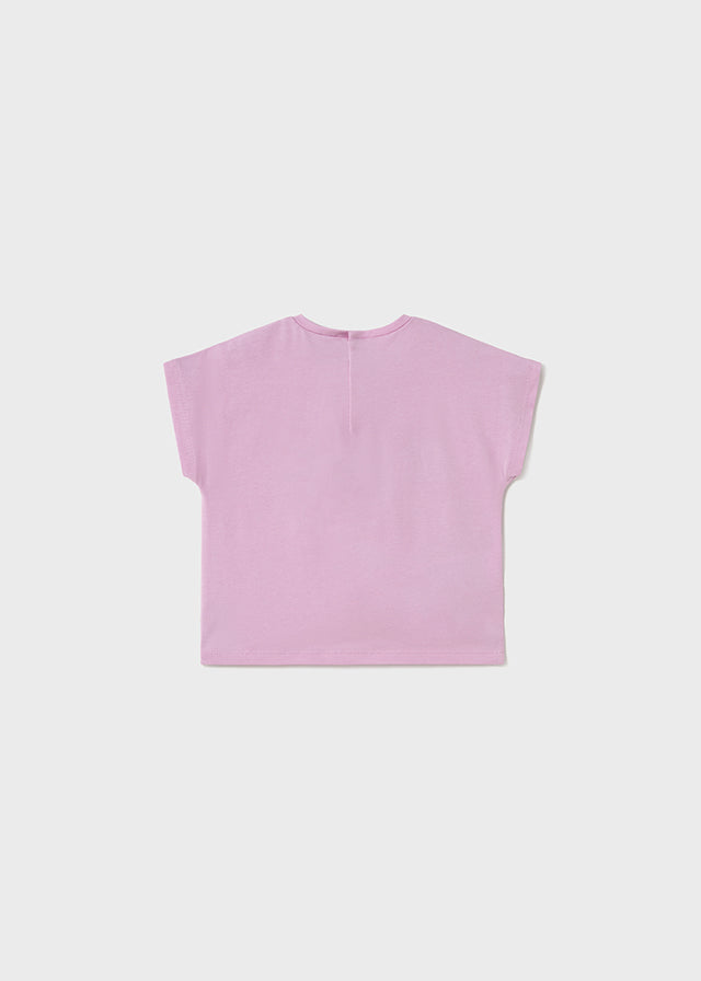 S/S Heart Flower Tee, Mauve, 1046
