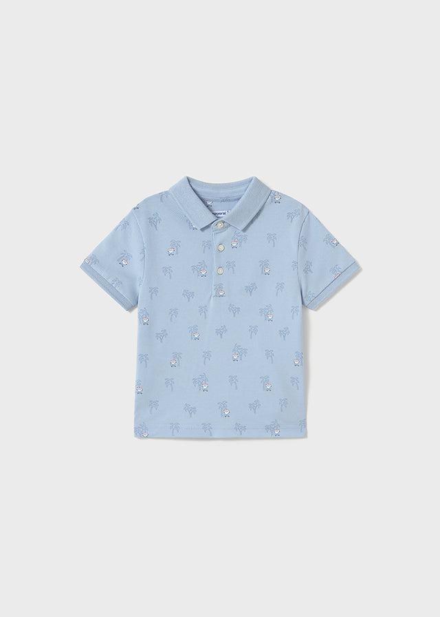 S/S Printed Polo, Palms, 1109