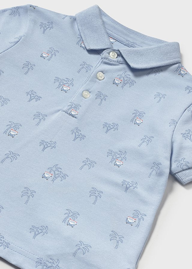 S/S Printed Polo, Palms, 1109