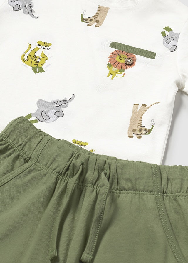 Cuffed Knit Shorts, Forest Green, 1652