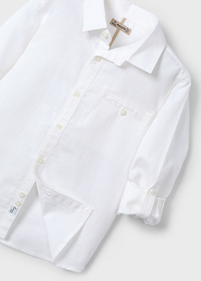 L/S Linen Shirt, White, 3121