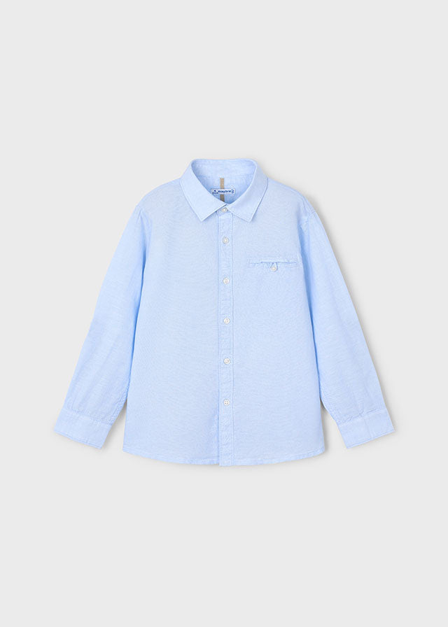 L/S Linen Shirt, Blue, 3121