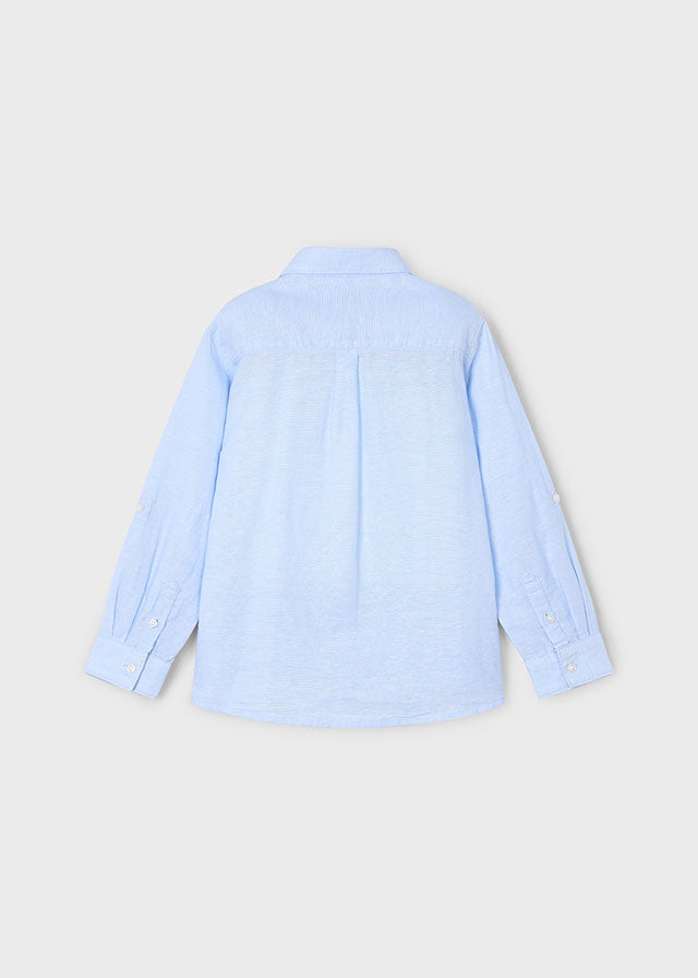L/S Linen Shirt, Blue, 3121