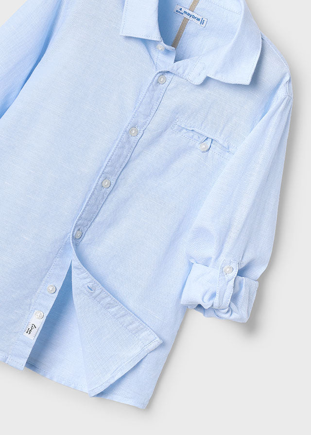 L/S Linen Shirt, Blue, 3121