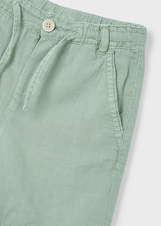 Linen Bermuda Shorts, Dark Laurel, 3226