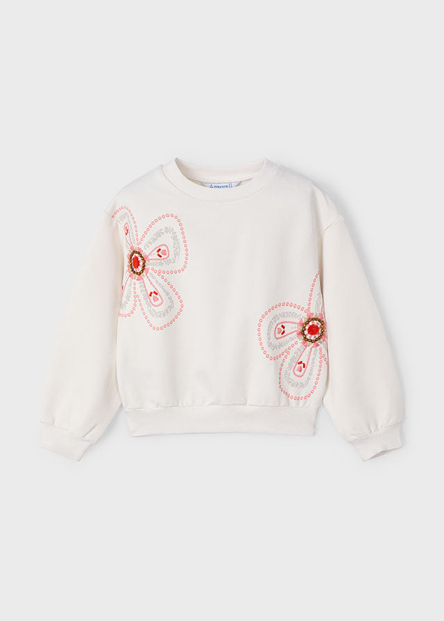 Embroidered Flower Sweatshirt, 3402