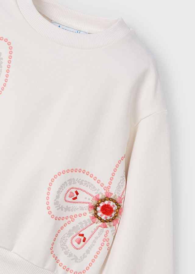 Embroidered Flower Sweatshirt, 3402