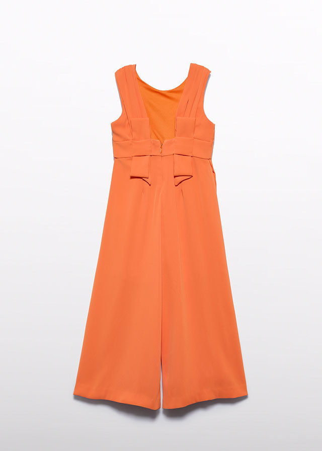 Crepe Jumpsuit with Bow, Persimmon
