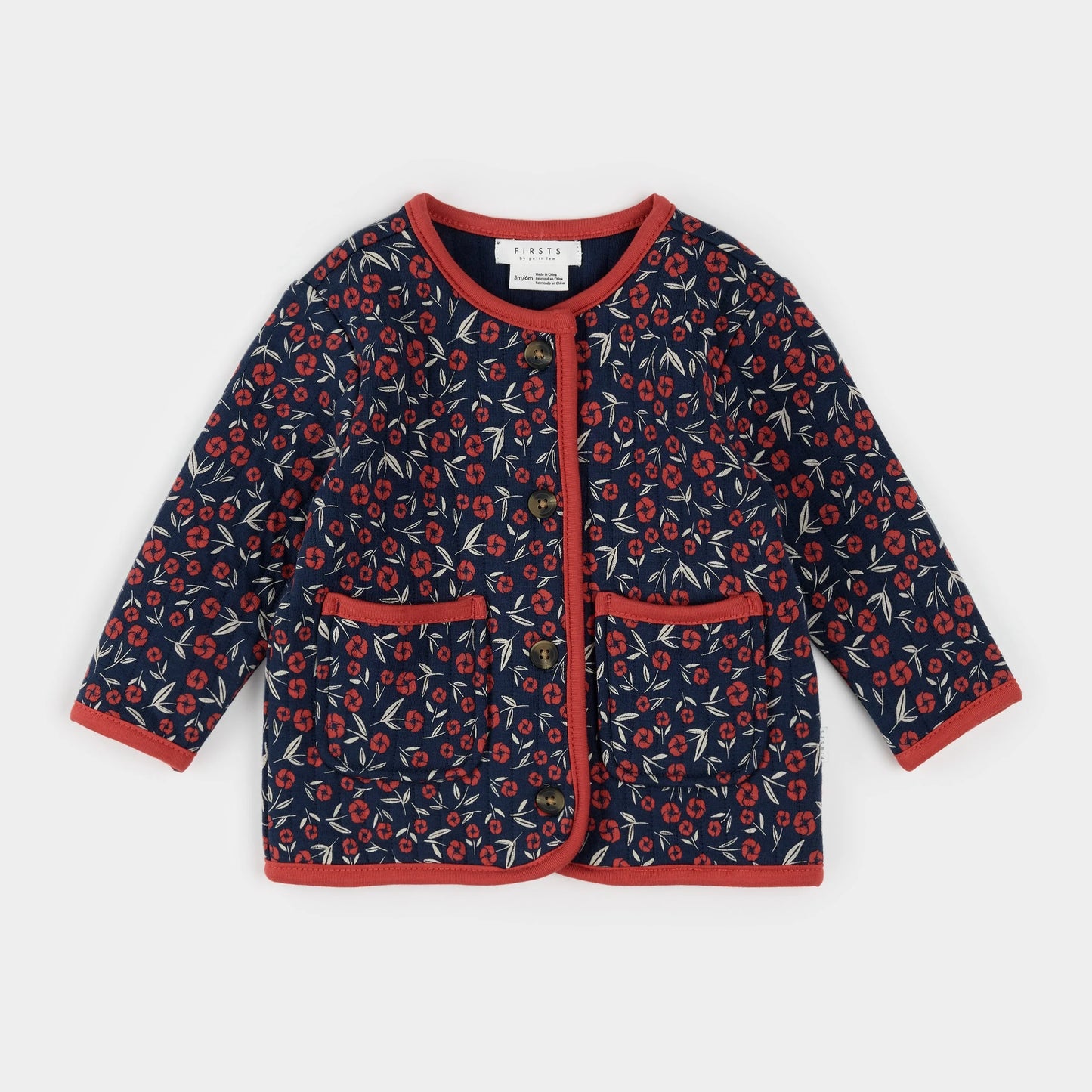 Quilted Cardigan, Navy Floral