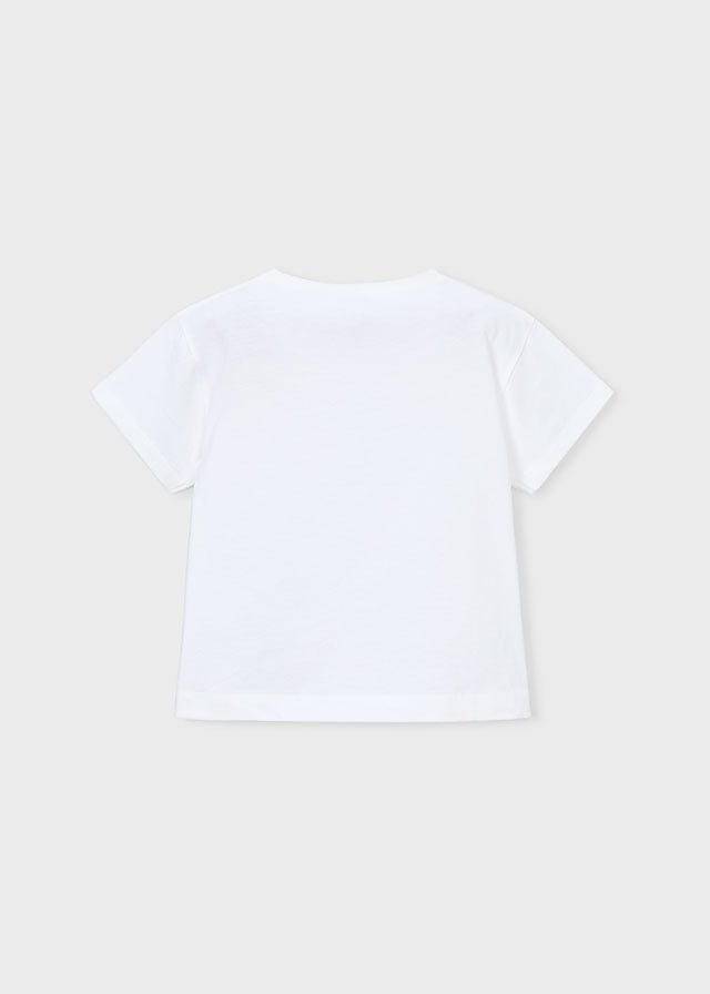 S/S Tee, Flower Applique, White, 3013