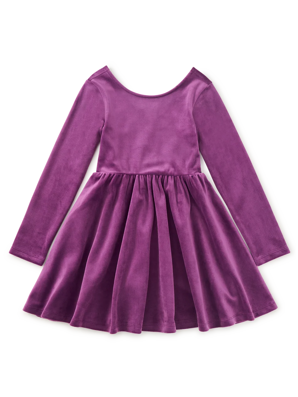 L/S Velour Ballet Dress, Cosmic Berry