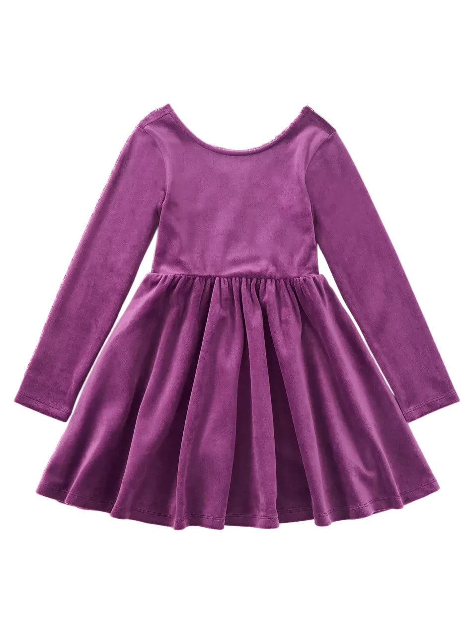 L/S Velour Ballet Dress, Cosmic Berry