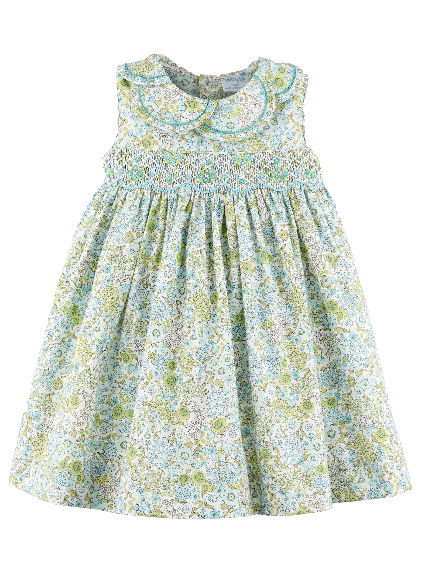 Floral Bouquet Petal Collar Dress, Turquoise