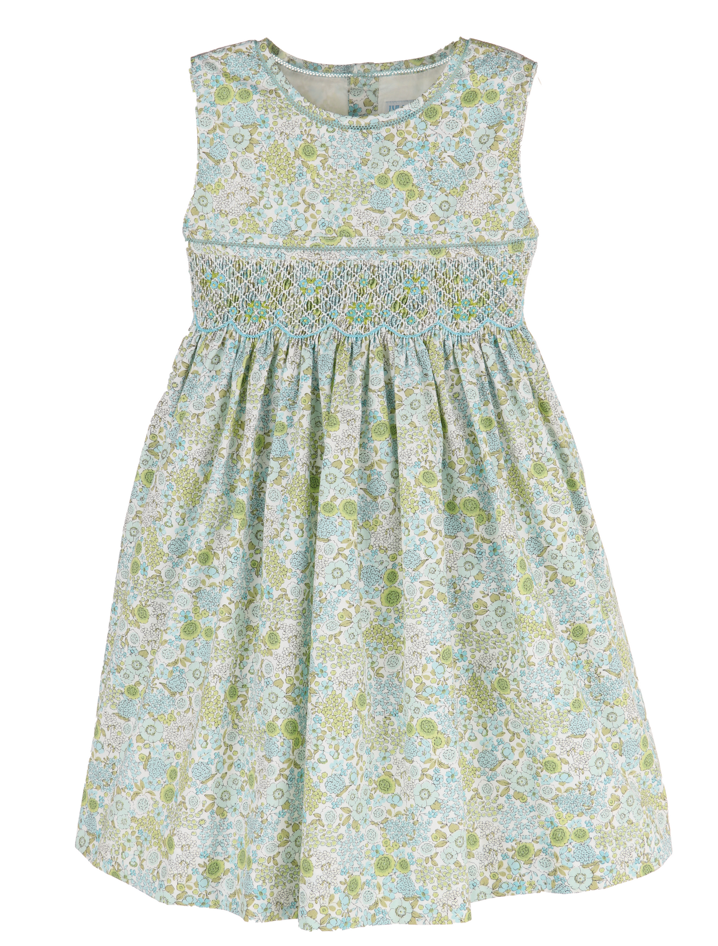 Floral Bouquet Smock Dress, Turquoise