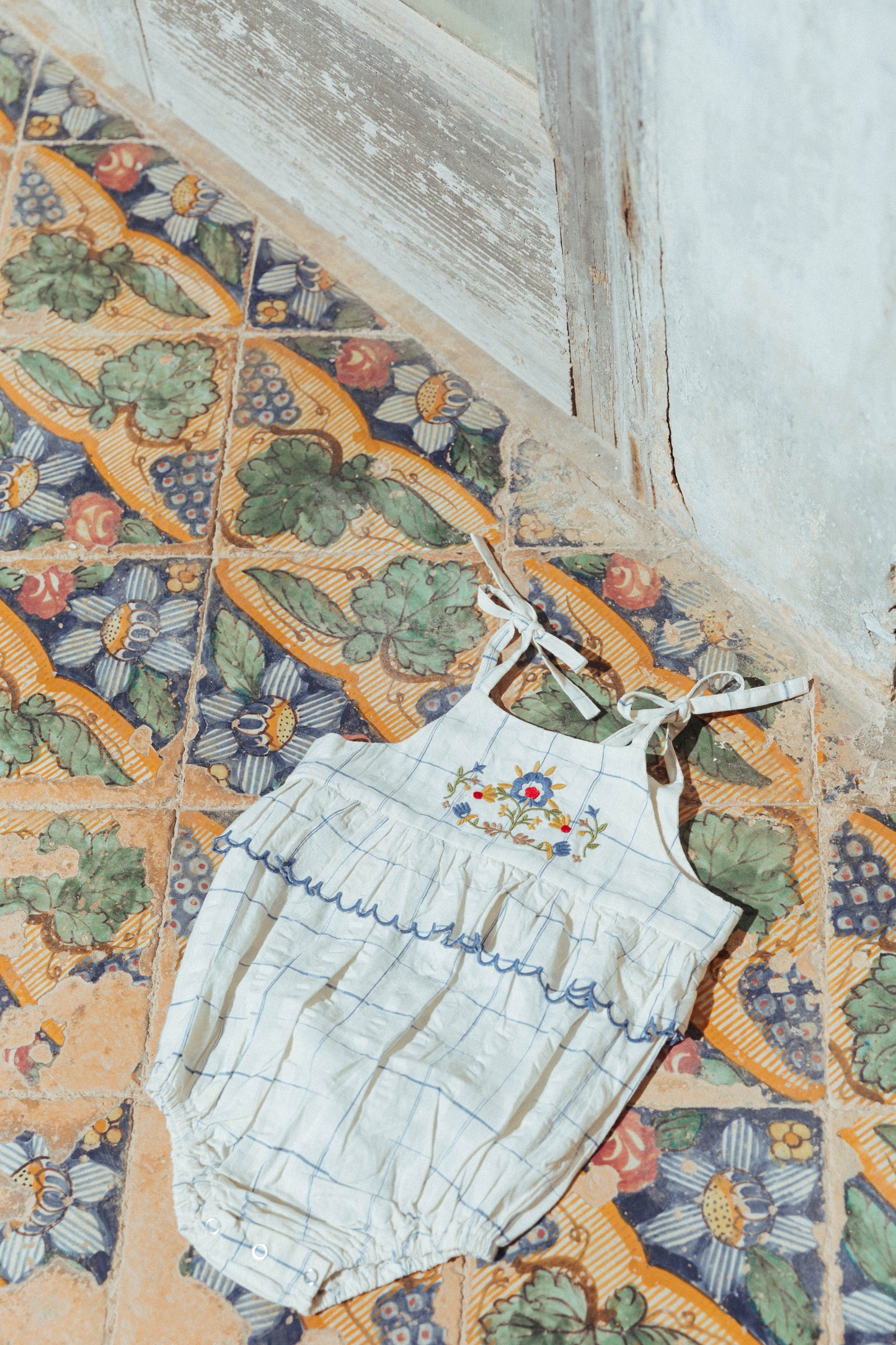 Little Summer Frannie Romper, Space Dye Checks