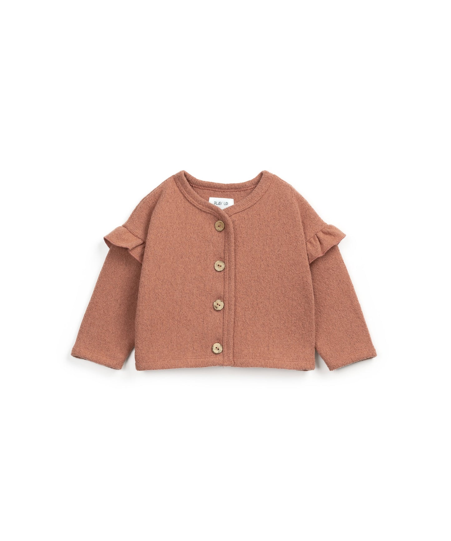 Jersey Caridgan w/Ruffle Sleeve, Coral