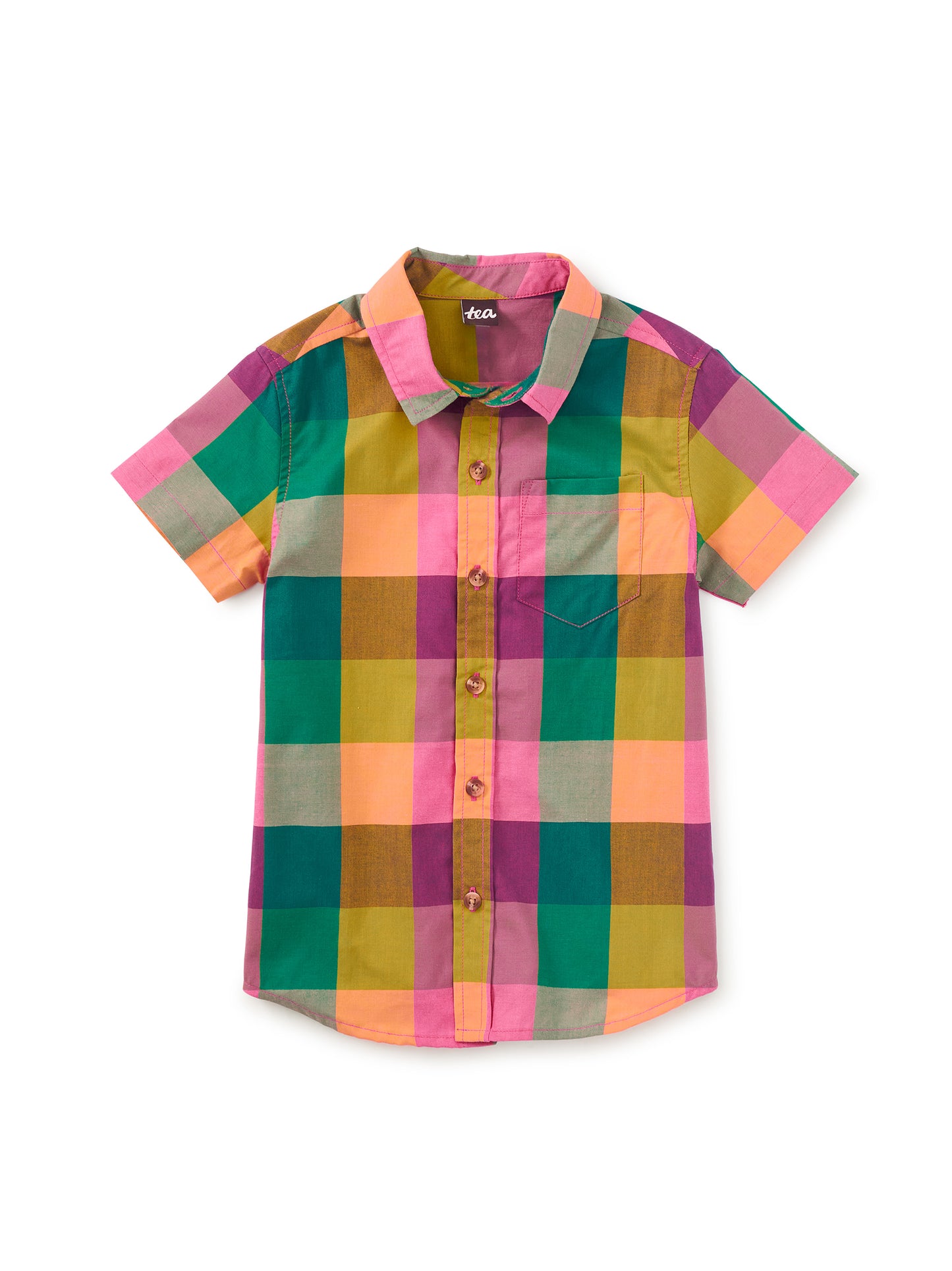 Button Up Woven Shirt, Barcelona Plaid