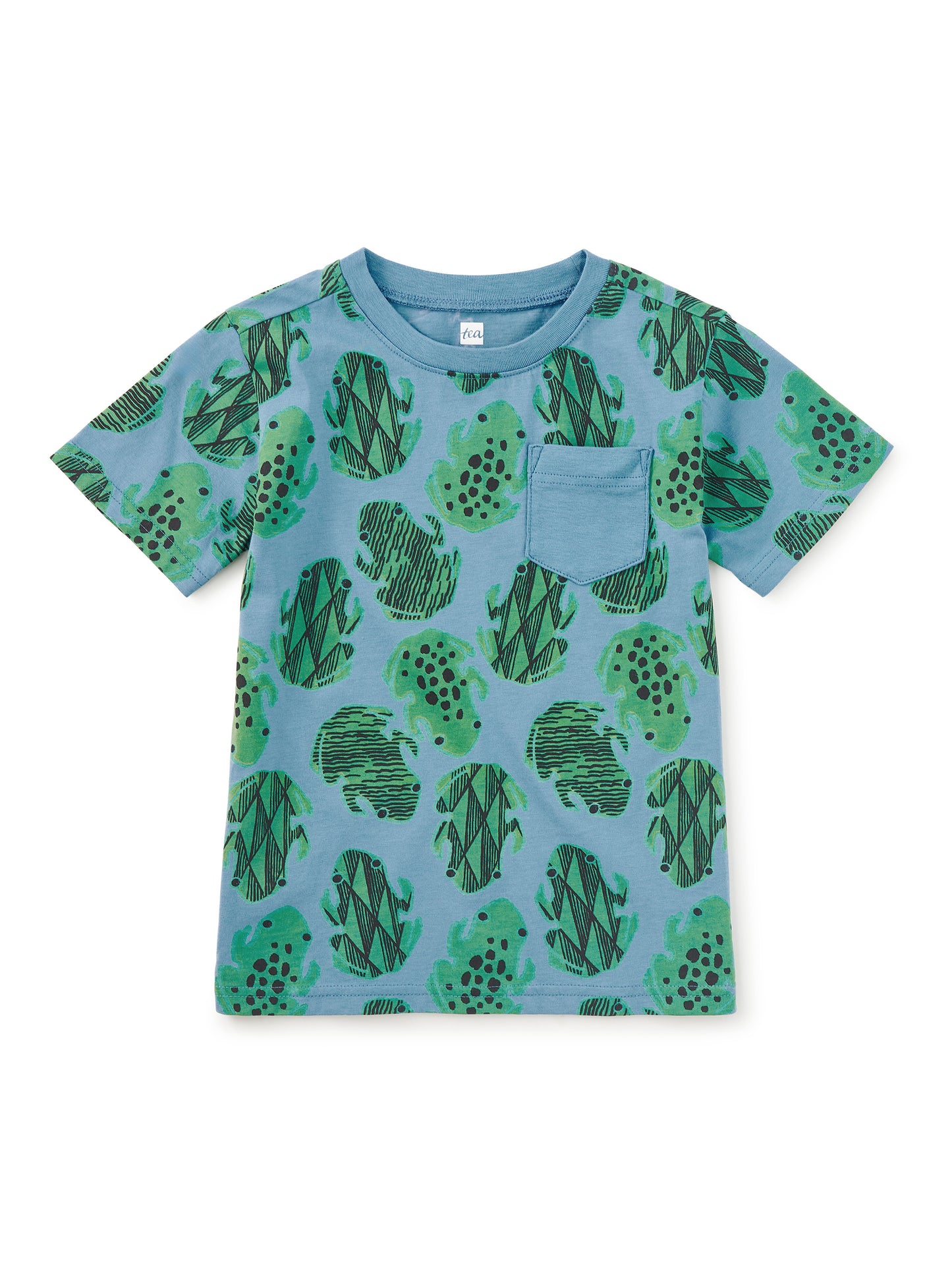 S/S Printed Pocket Tee, Hopalong Frogs