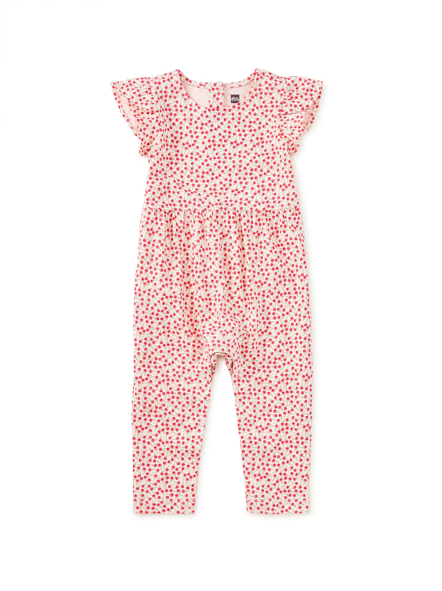Tulip Sleeve Baby Romper, Mini Rose Toss