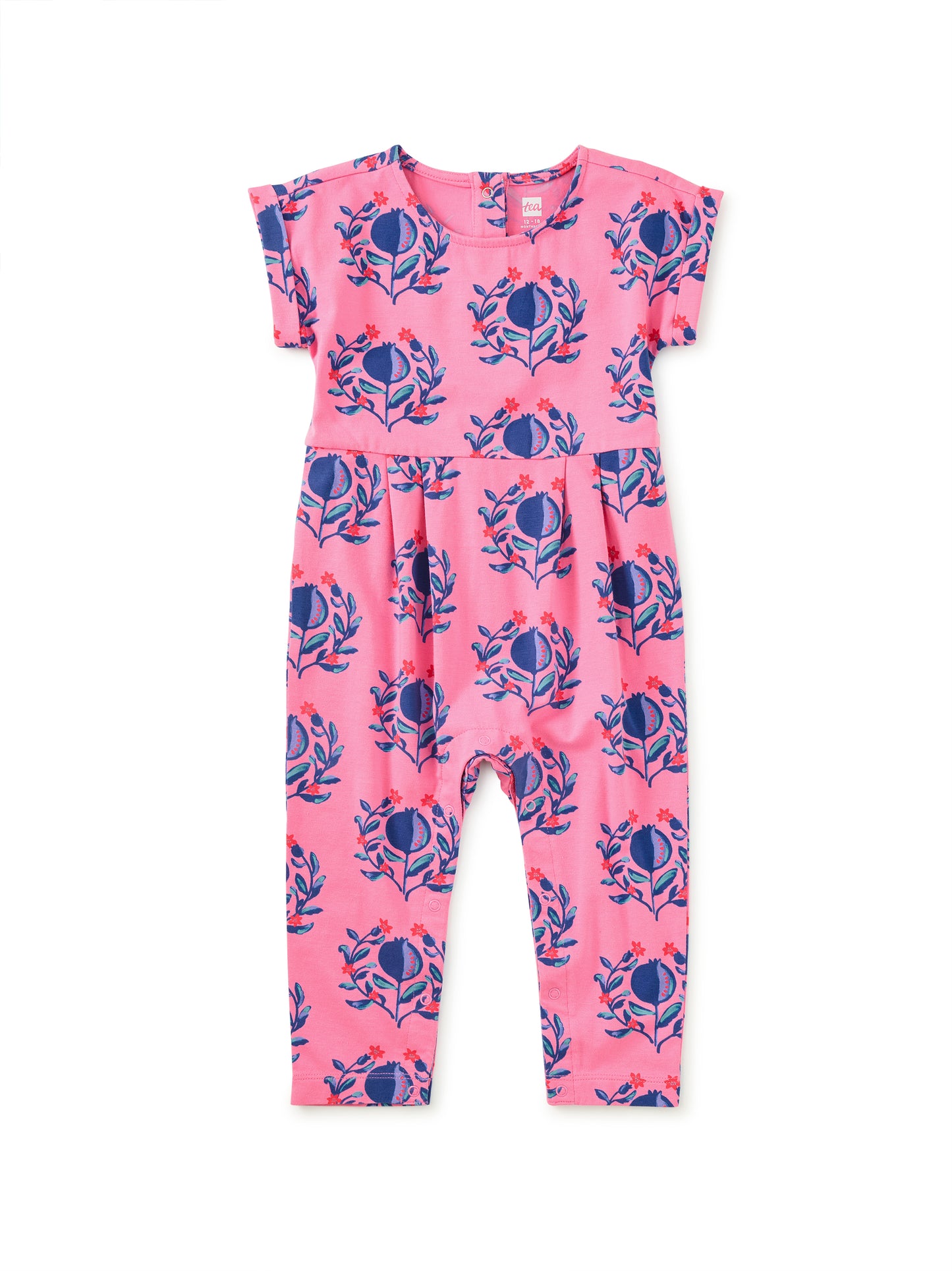 Cuff Sleeve Baby Romper, Pomegranate Floral